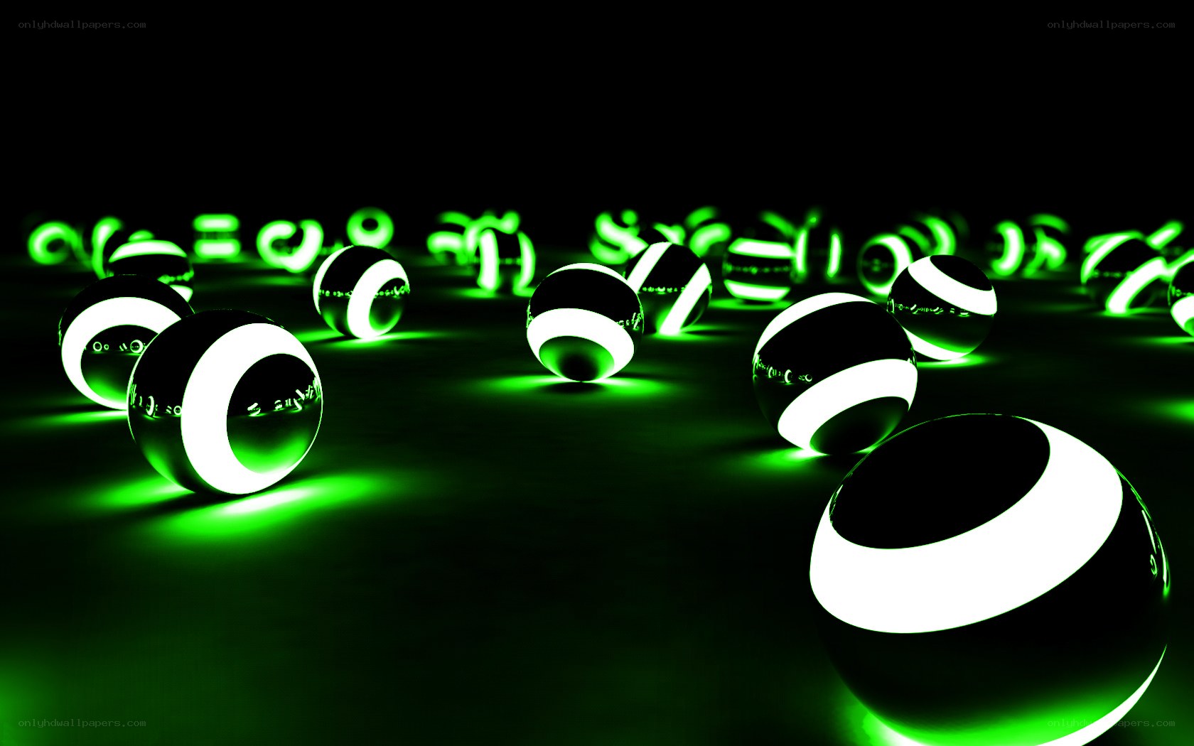 glowing green spheres