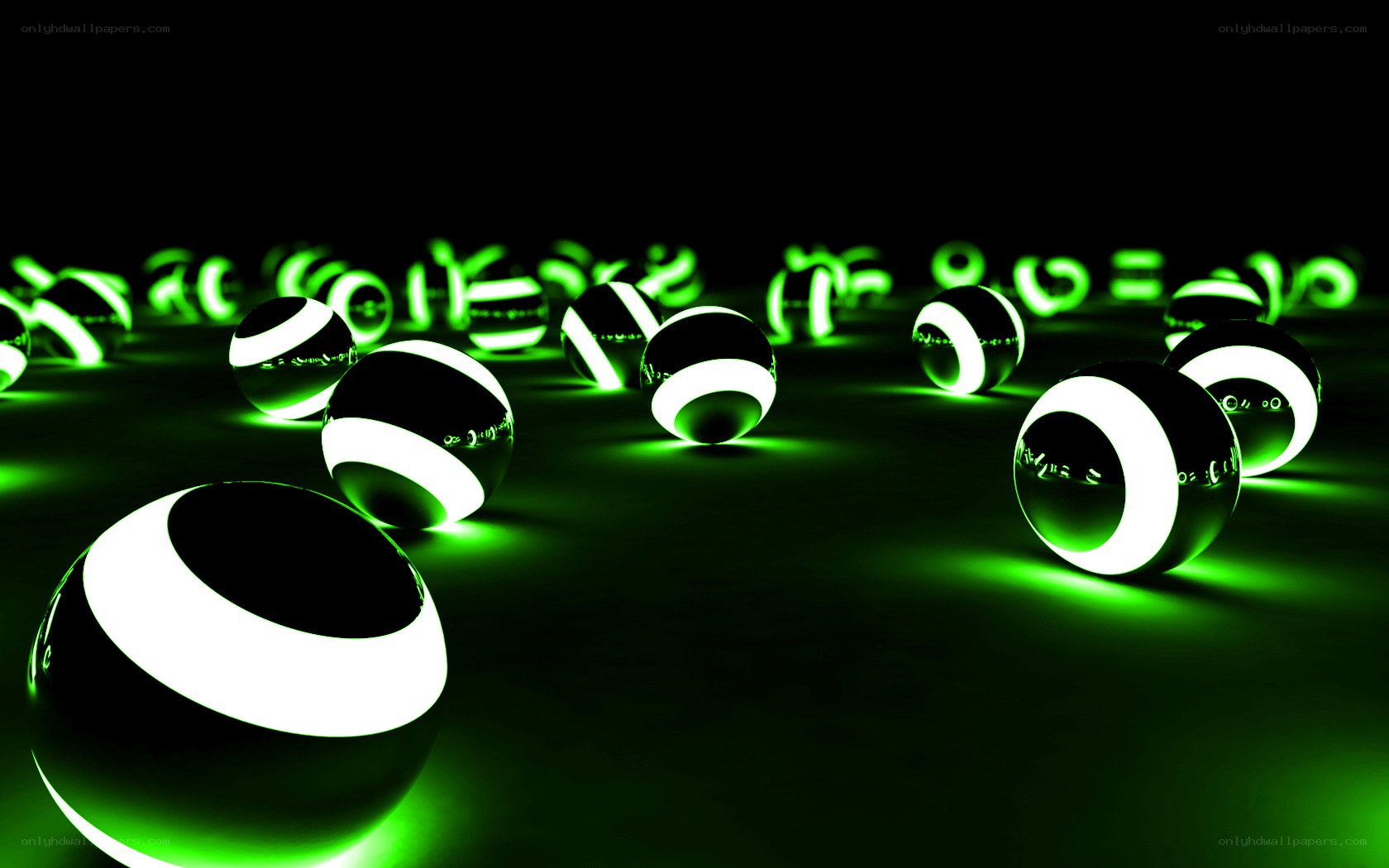 glowing green spheres