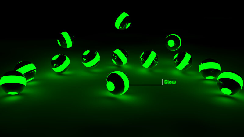 glowing green spheres