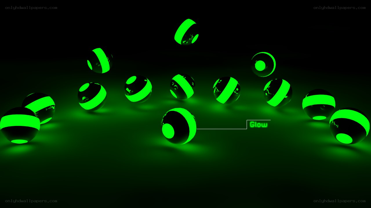 glowing green spheres