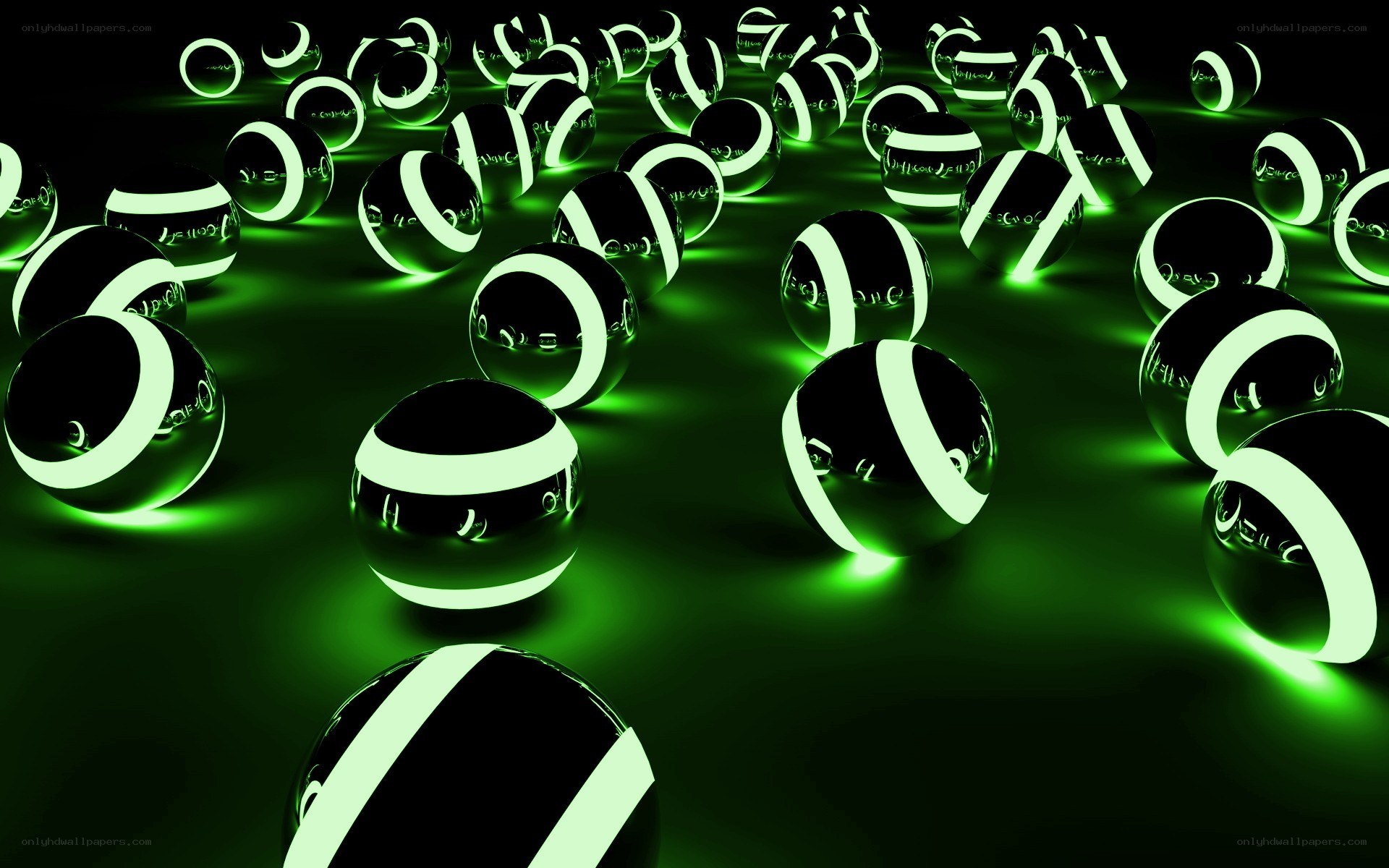 glowing green spheres