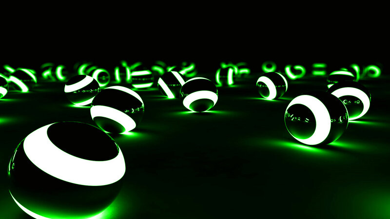 glowing green spheres