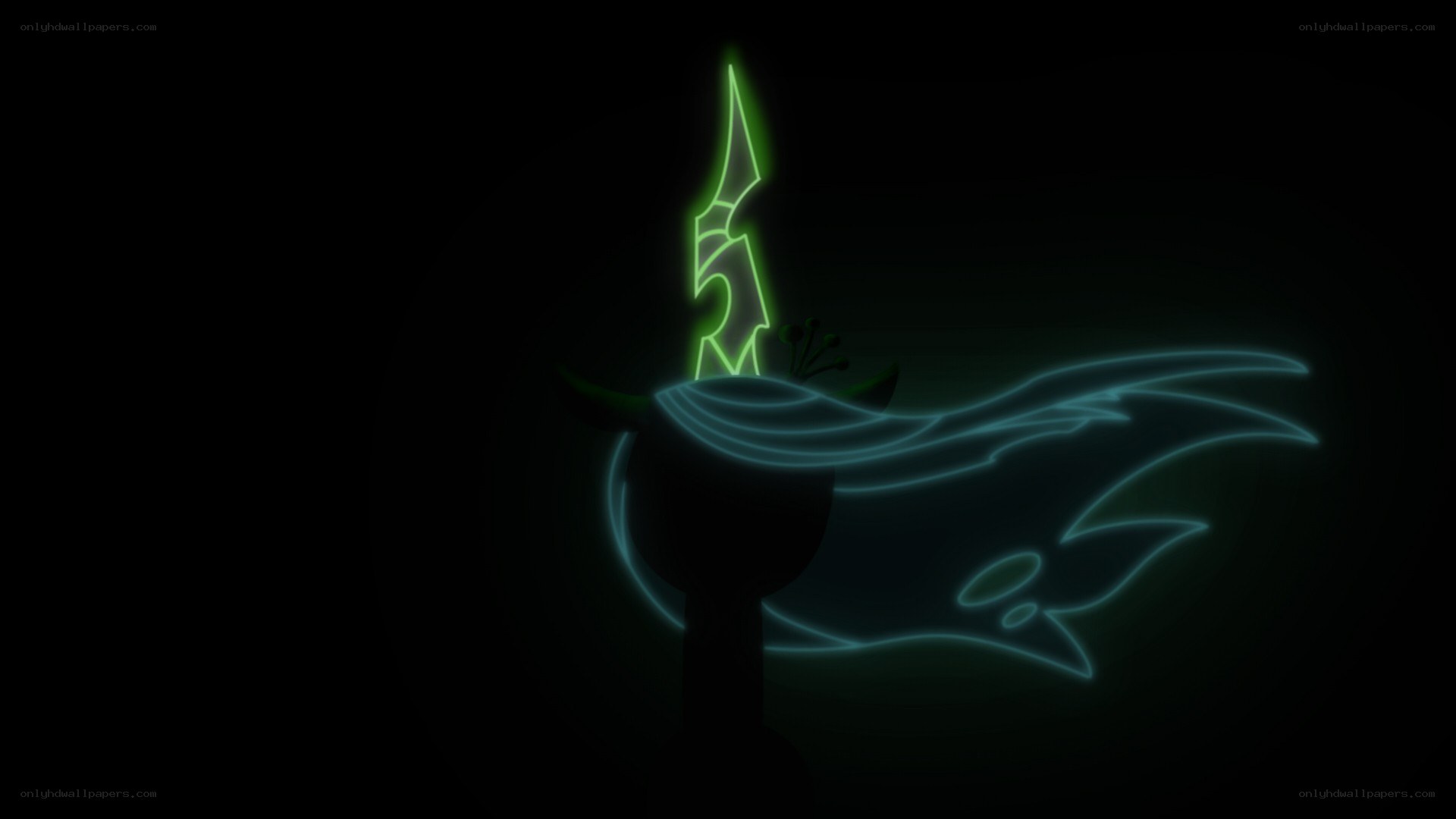 glowing green sword and cape