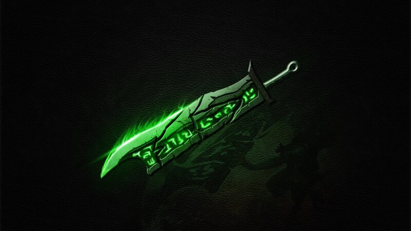 Glowing Green Sword — Black, Dramatic