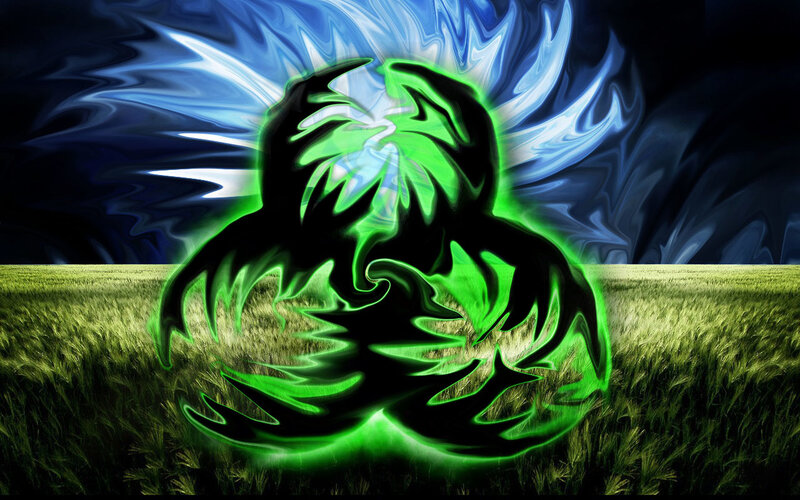 glowing green symbol in field