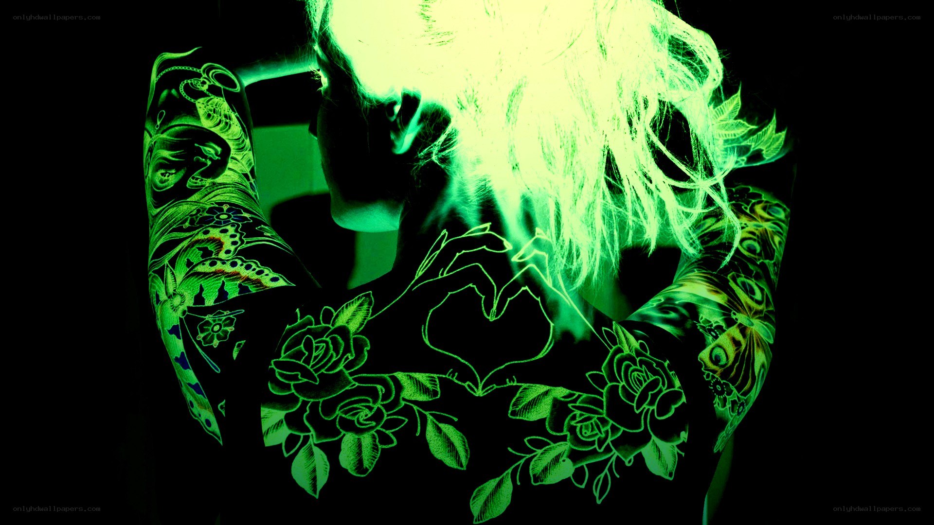 glowing green tattoo art