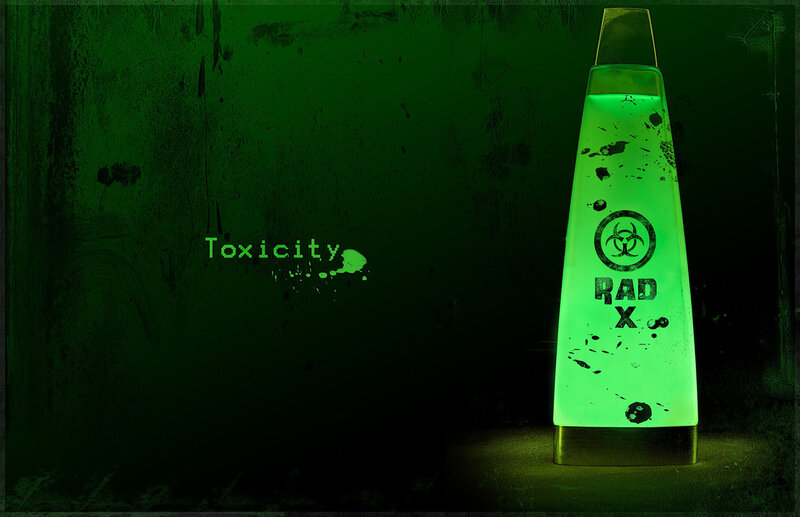 glowing green toxic bottle