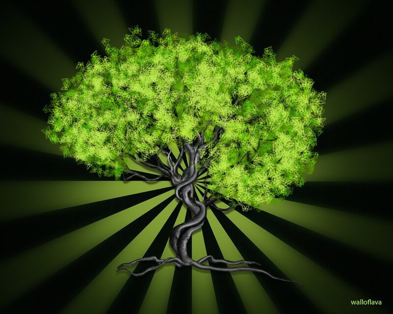 glowing green tree art