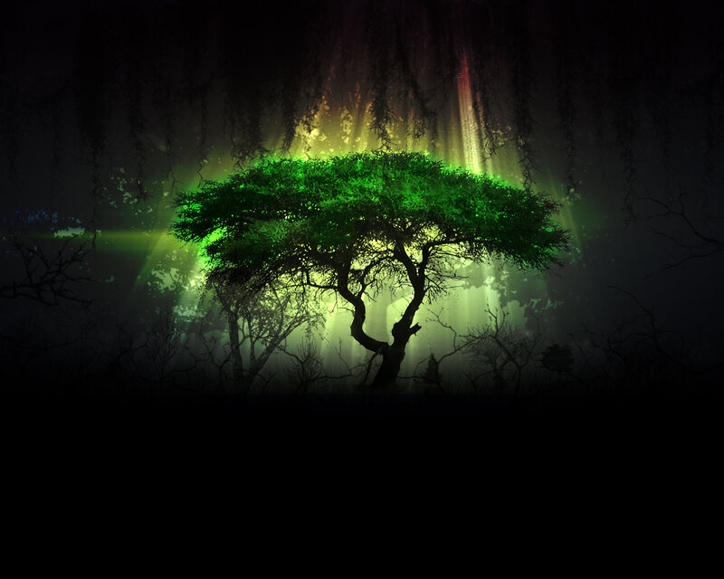 Glowing Green Tree — Dramatic