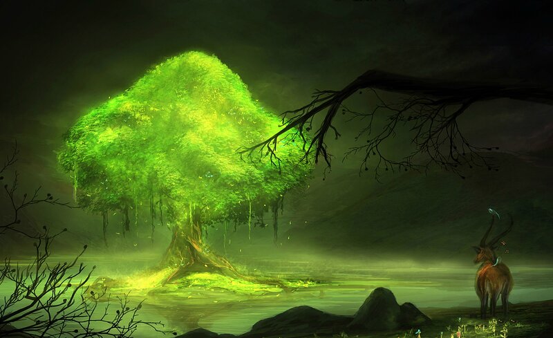 Glowing Green Tree — Mystical
