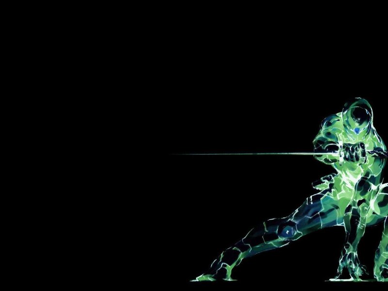 glowing green warrior in action