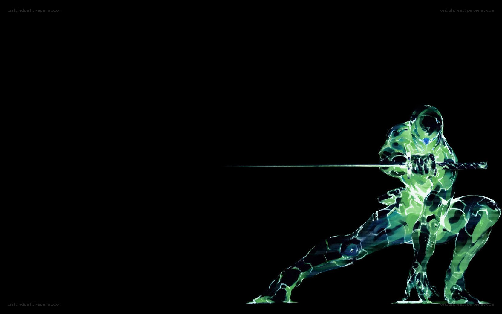 glowing green warrior with sword