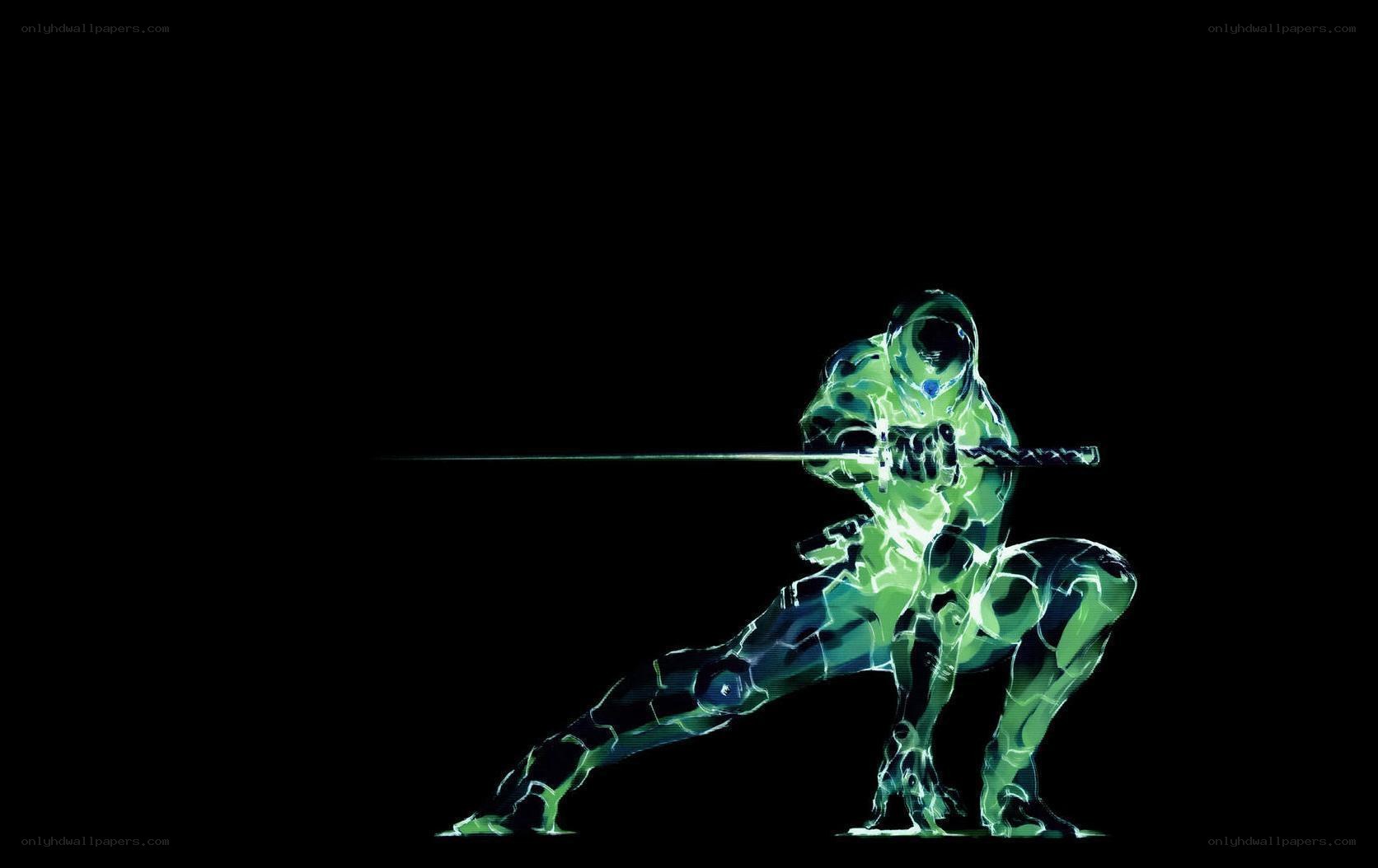 glowing green warrior with sword