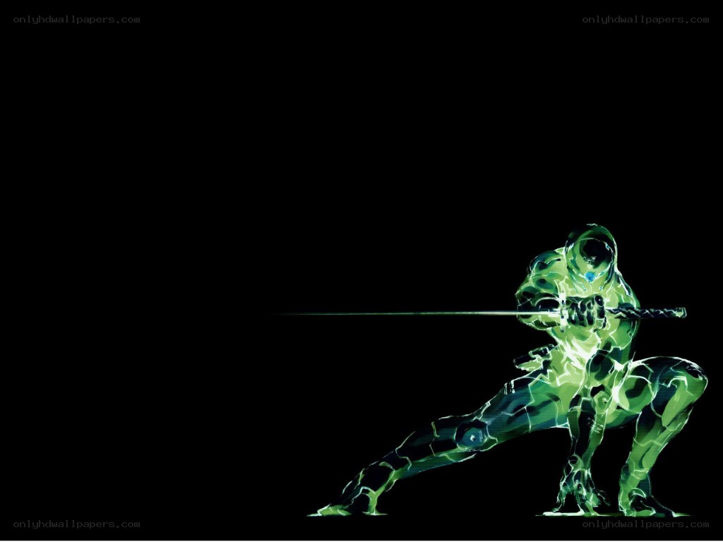 glowing green warrior with sword