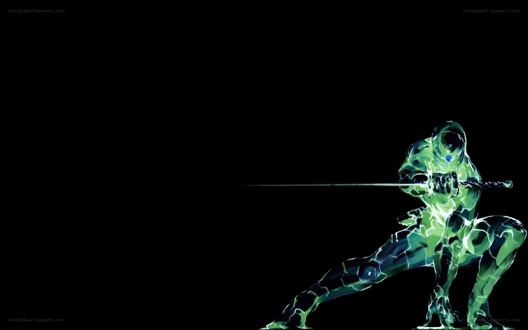 glowing green warrior with sword