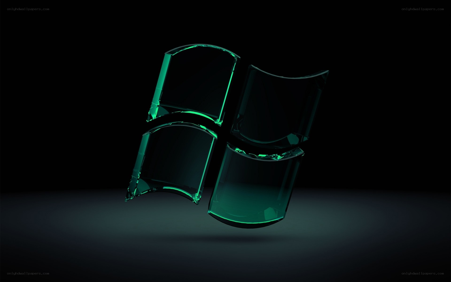 glowing green windows logo
