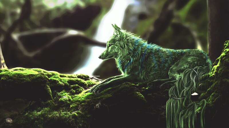 Glowing Green Wolf