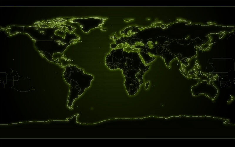 glowing green world map