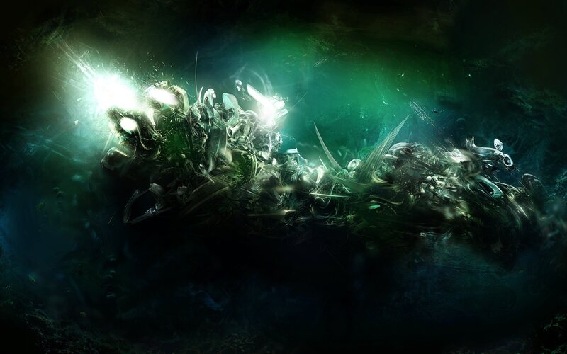 glowing green wreckage