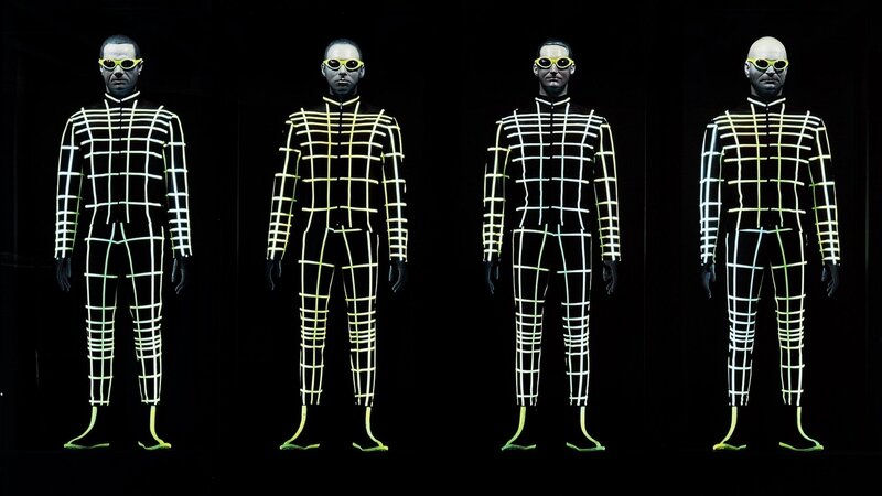 glowing grid suits display