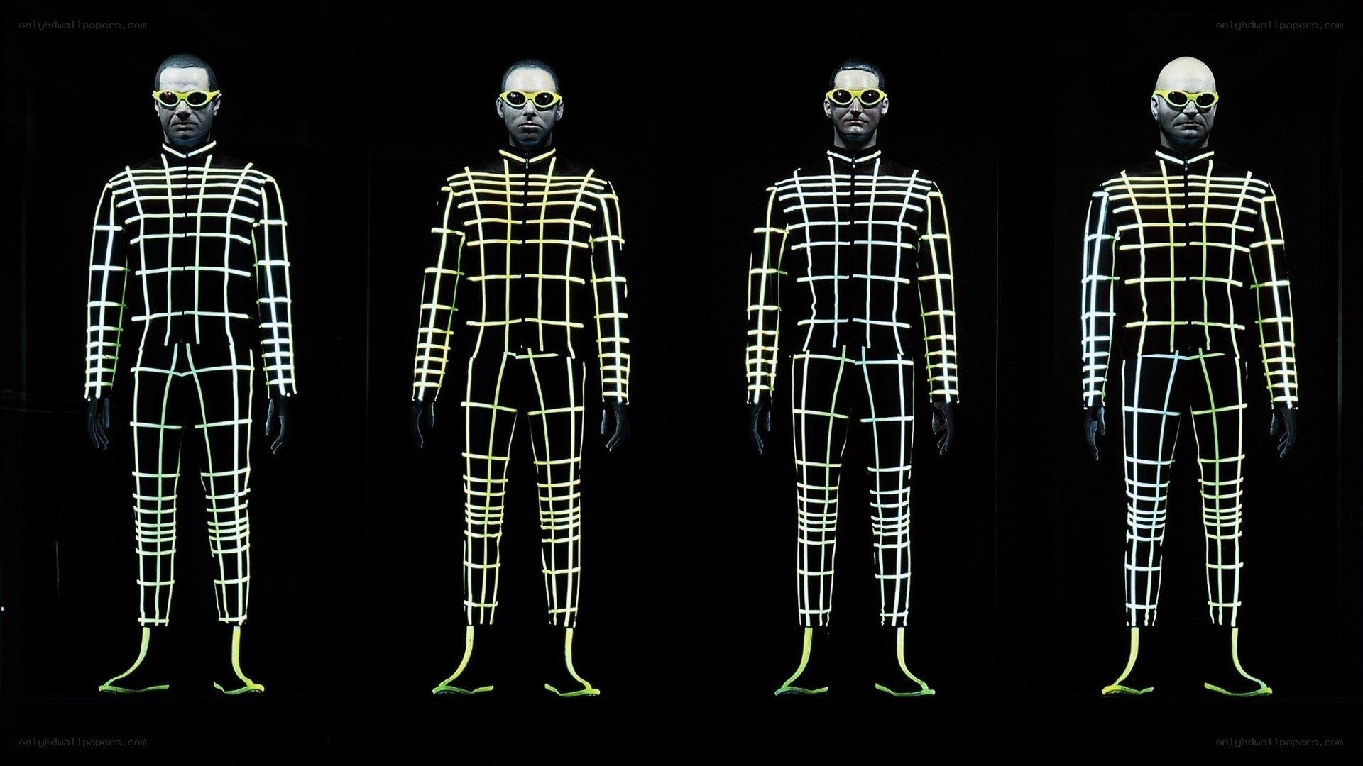 glowing grid suits display