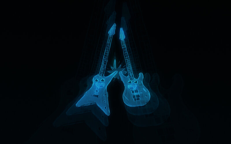 glowing guitars colliding