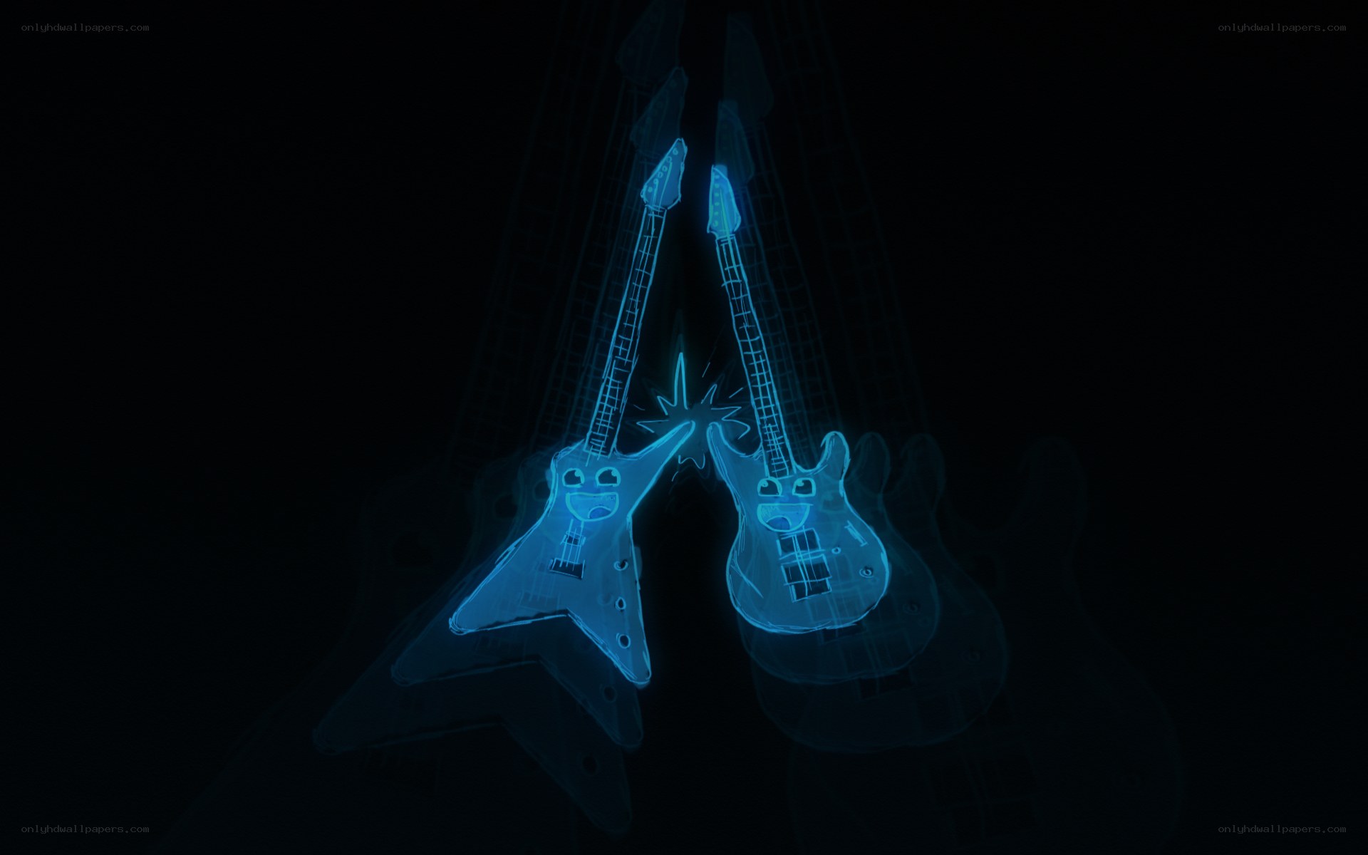 glowing guitars colliding