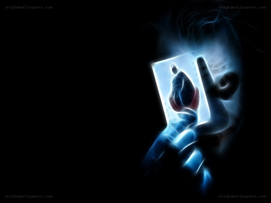 glowing hand holding card