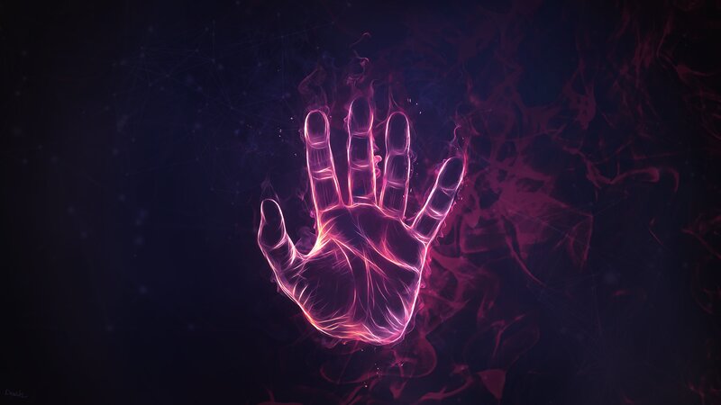 Glowing Hand in Smoke