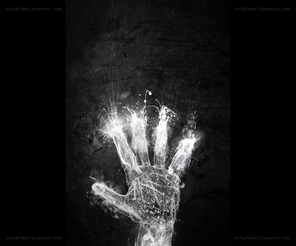 glowing hand splatter art