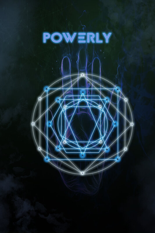 Glowing Hand with Geometric Shapes