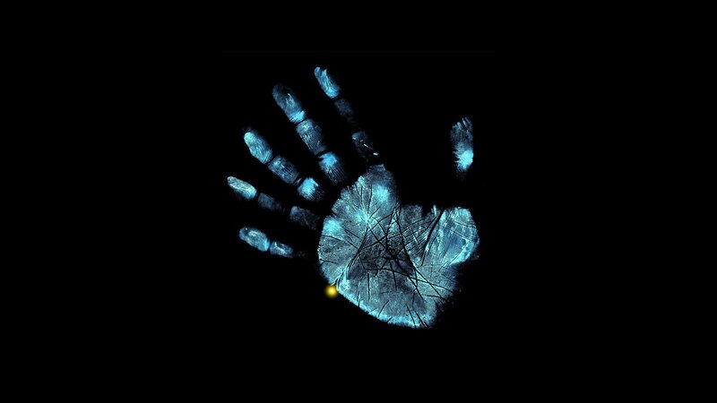 Glowing Handprint — Black, Mysterious