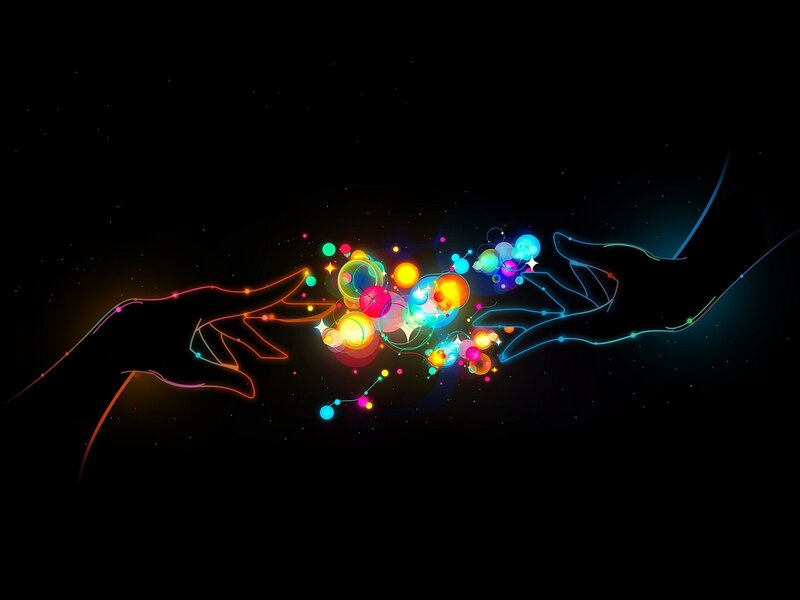 Glowing Hands Connecting