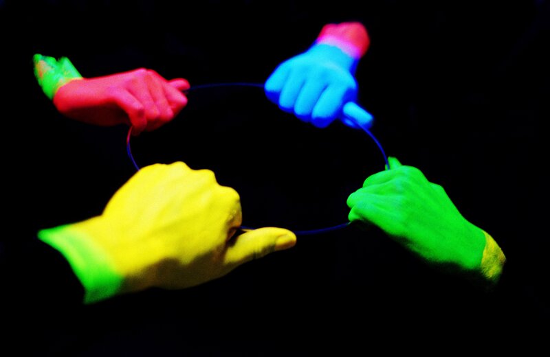 glowing hands in circle