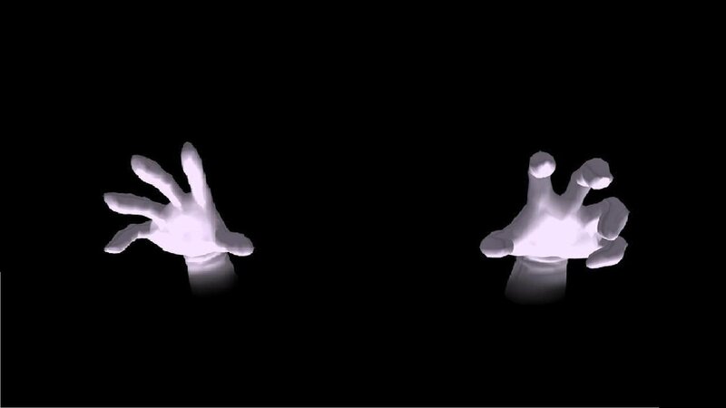 glowing hands in darkness