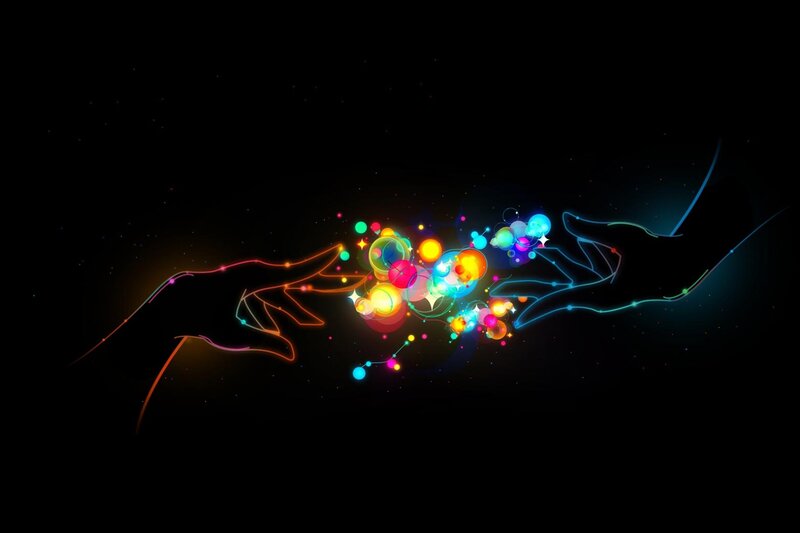 Glowing Hands Touching — Black