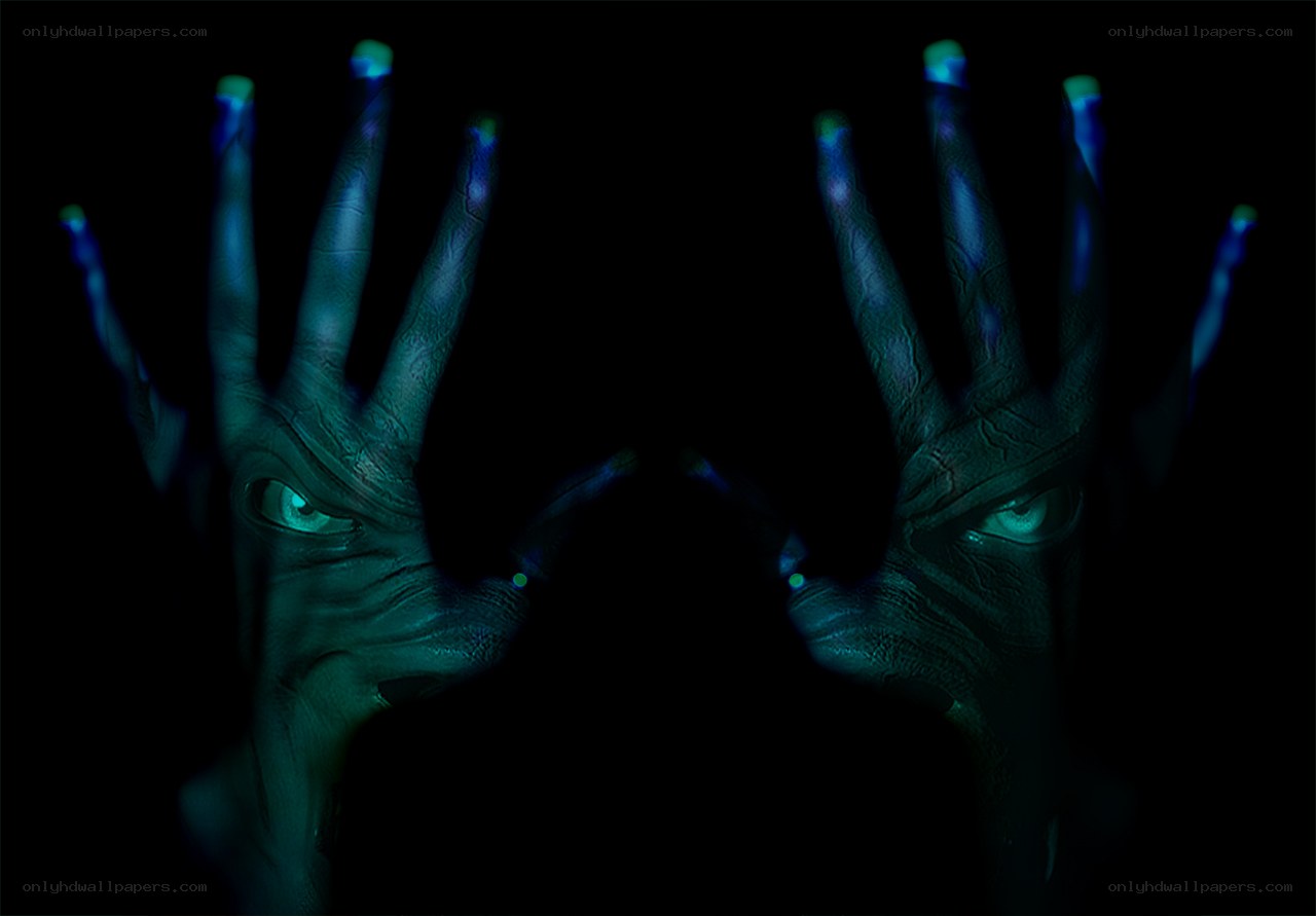 glowing hands with eyes