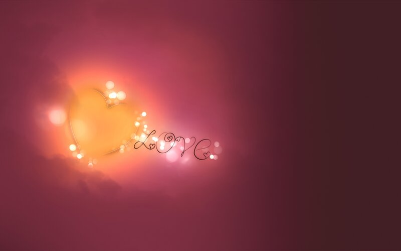 Glowing Heart and Love Text