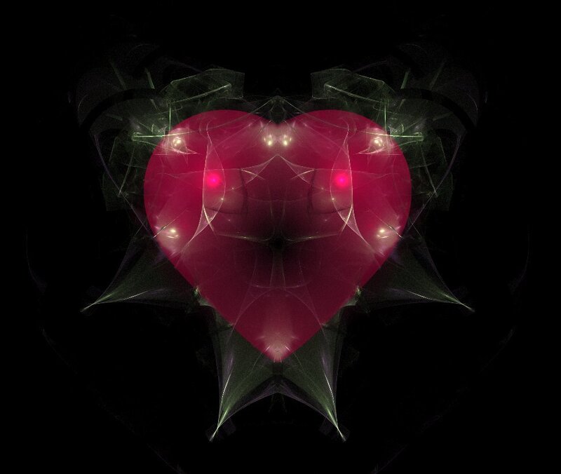 glowing heart fractal art