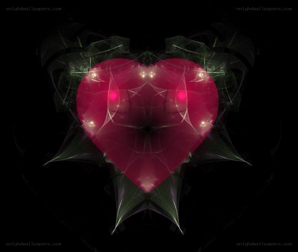 glowing heart fractal art