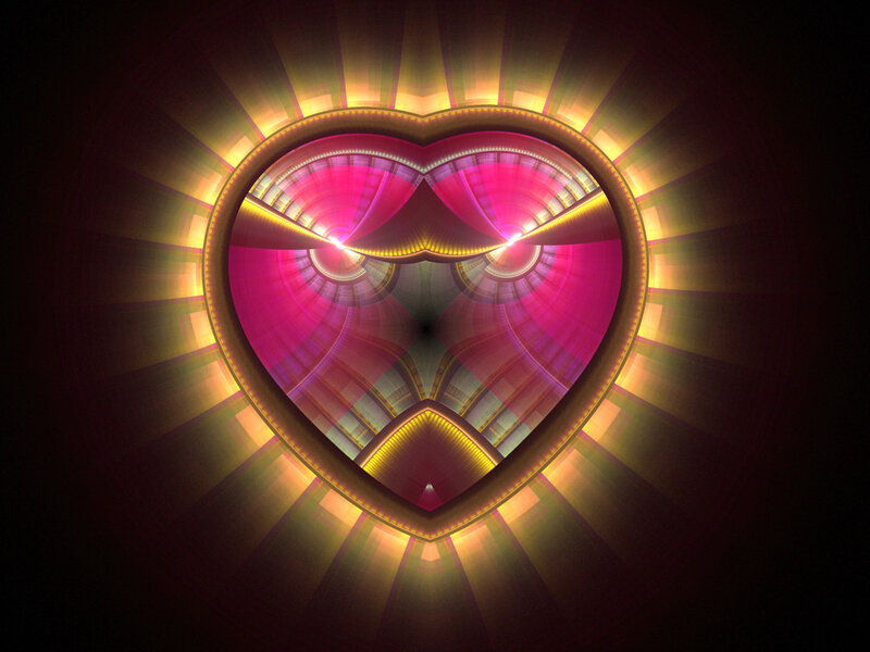 glowing heart fractal art