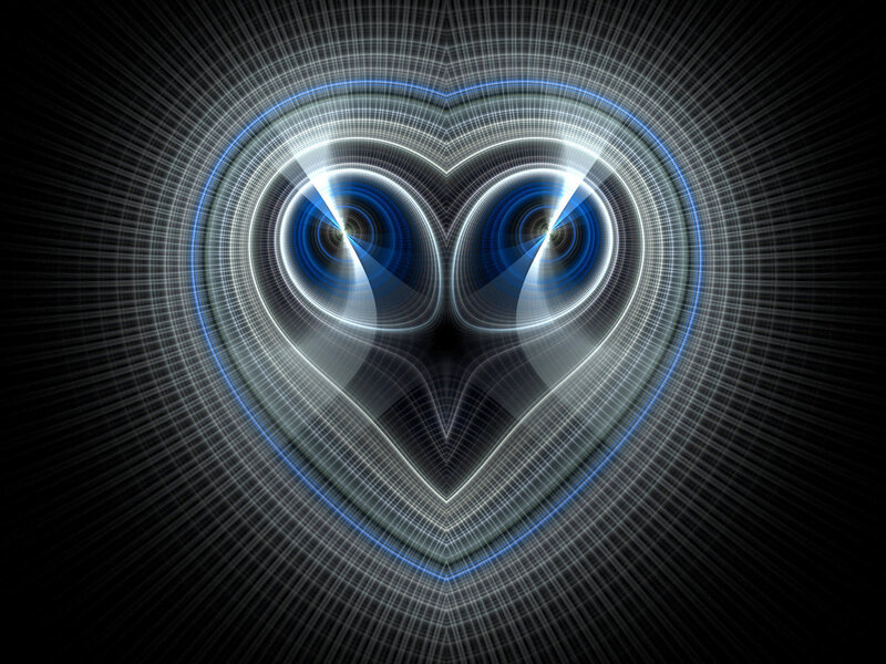 Glowing Heart Fractal — Blue