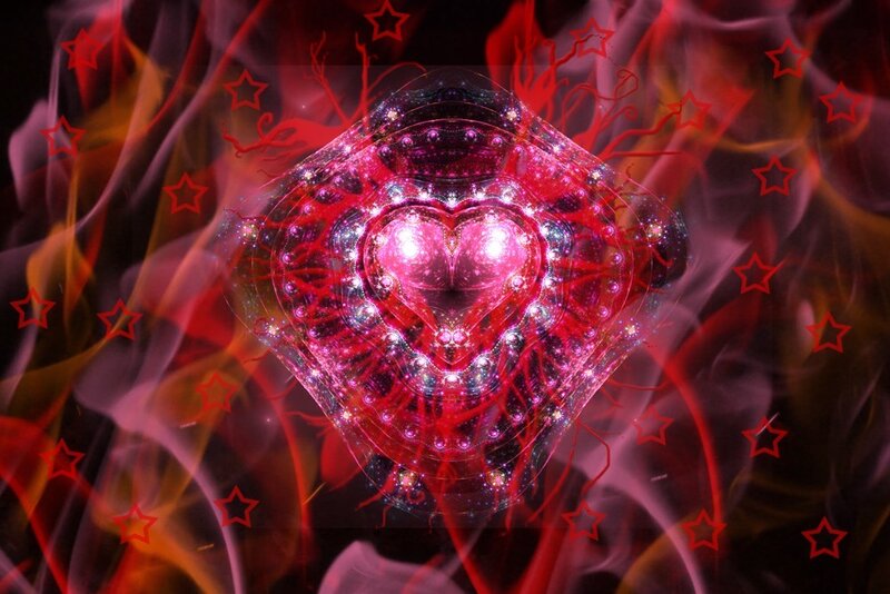 Glowing Heart Fractal — Red