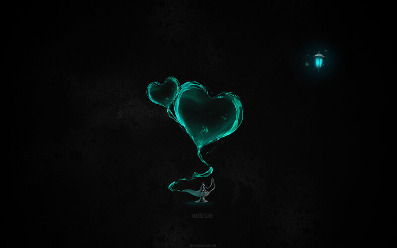 Glowing Heart from Lamp — Black