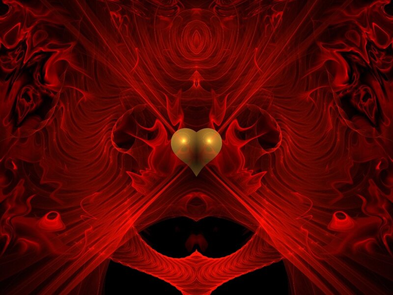 Glowing Heart in Red Vortex