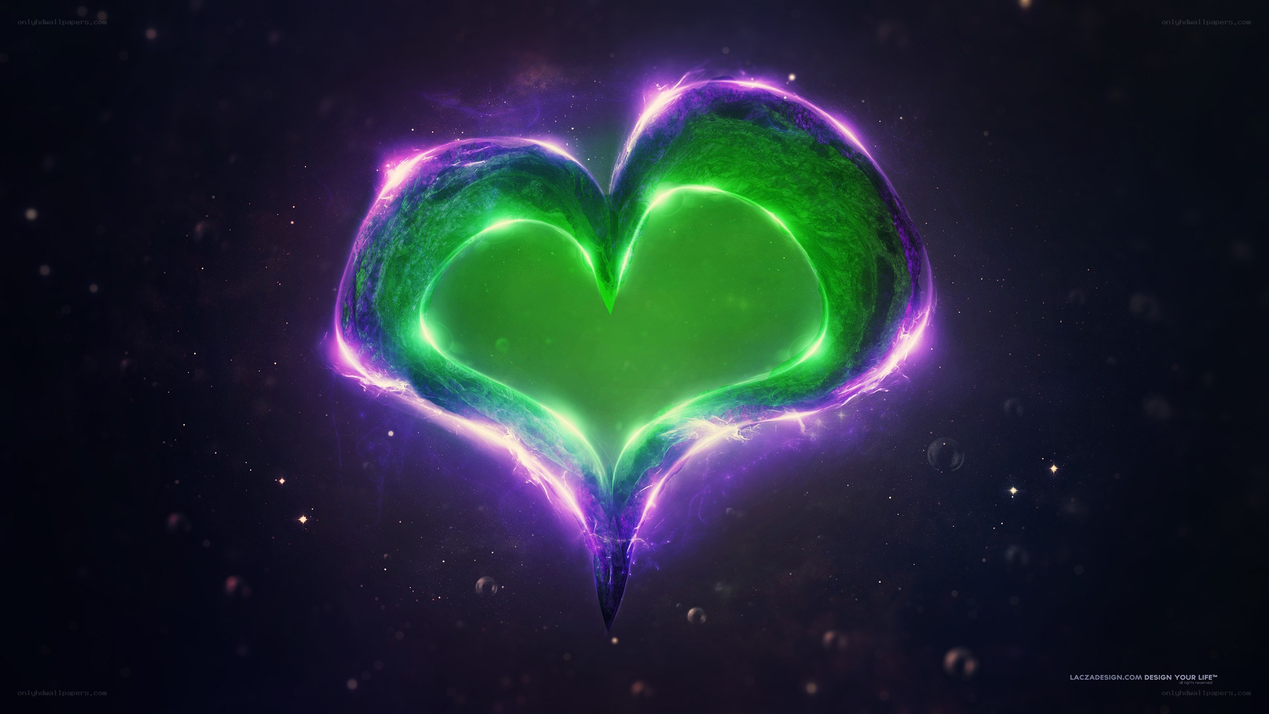 glowing heart in space