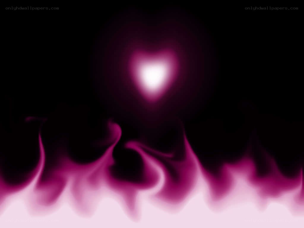 glowing heart over purple flames