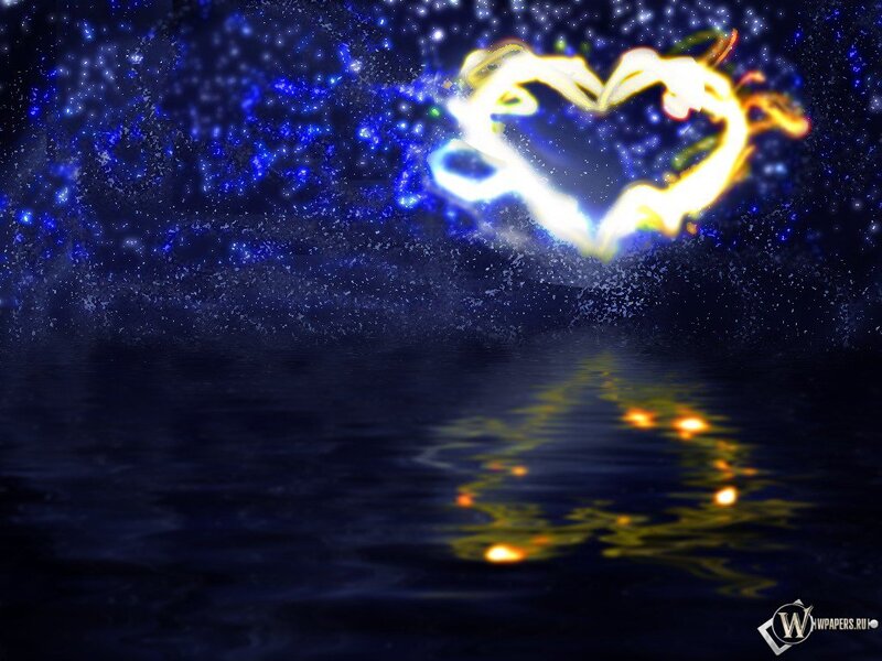 Glowing Heart over Water