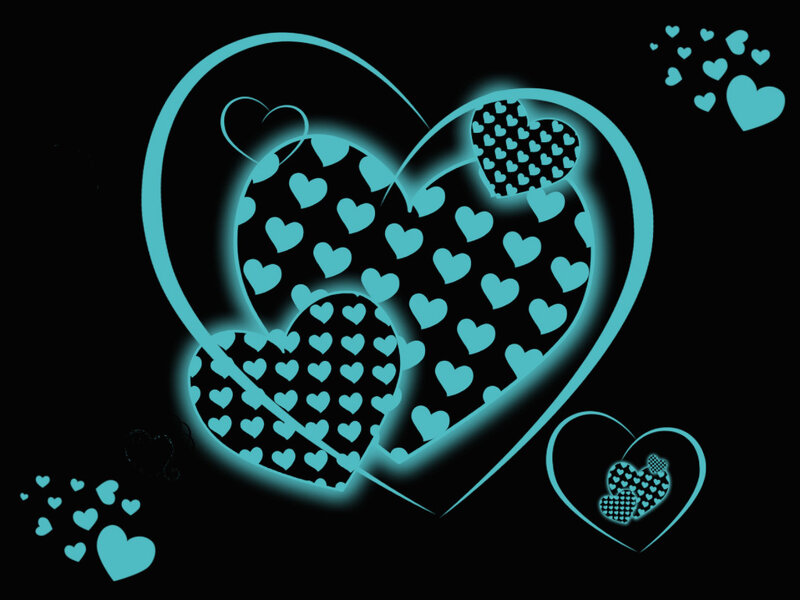 Glowing Heart Pattern — Cyan
