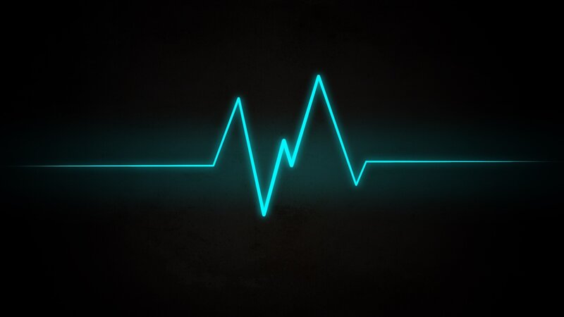 Glowing Heart Rate Line — Teal, Dramatic, Digital Art
